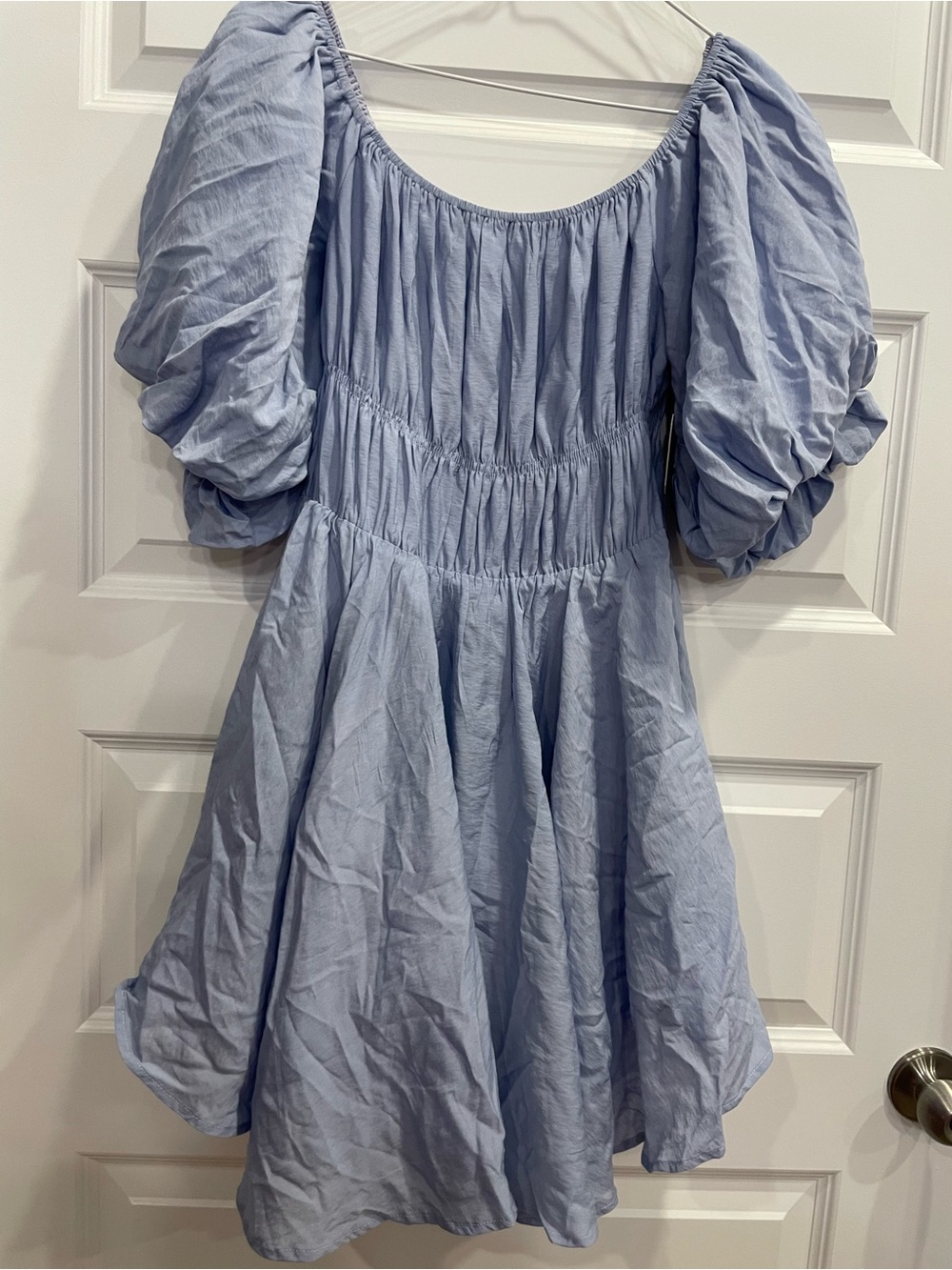 Altar'd State Light Blue Puff-Sleeve Casual Dress